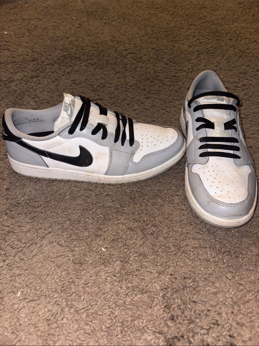 Jordan Men’s Low-Top Sneakers in White, Light Gray and Black